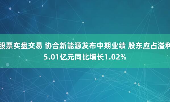 股票实盘交易 协合新能源发布中期业绩 股东应占溢利5.01亿元同比增长1.02%