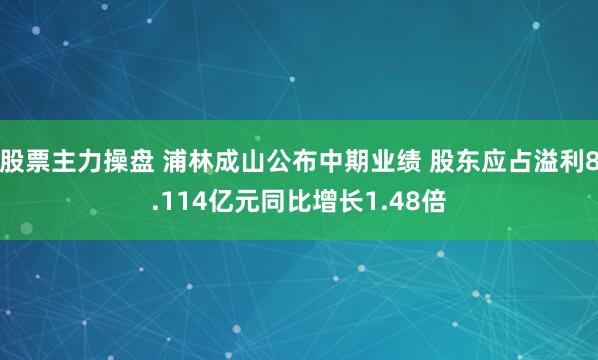 股票主力操盘 浦林成山公布中期业绩 股东应占溢利8.114亿元同比增长1.48倍